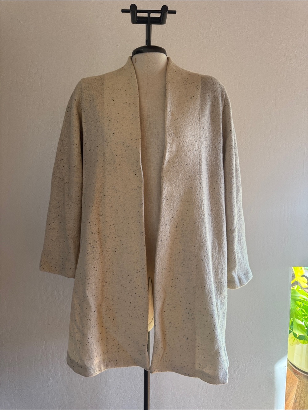 Madewell Cream Speckled Open-Front Cardigan Jacket